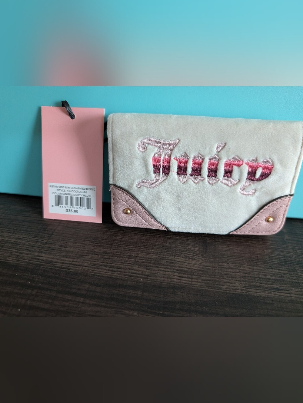 Juicy Couture Retro Vibe Elongated Bifold Wallet Plush